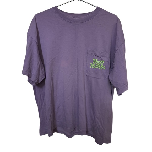 Retro New Nerve Purple Neon Green High End Pocket T-Shirt Men’s L H&M - Picture 2 of 6